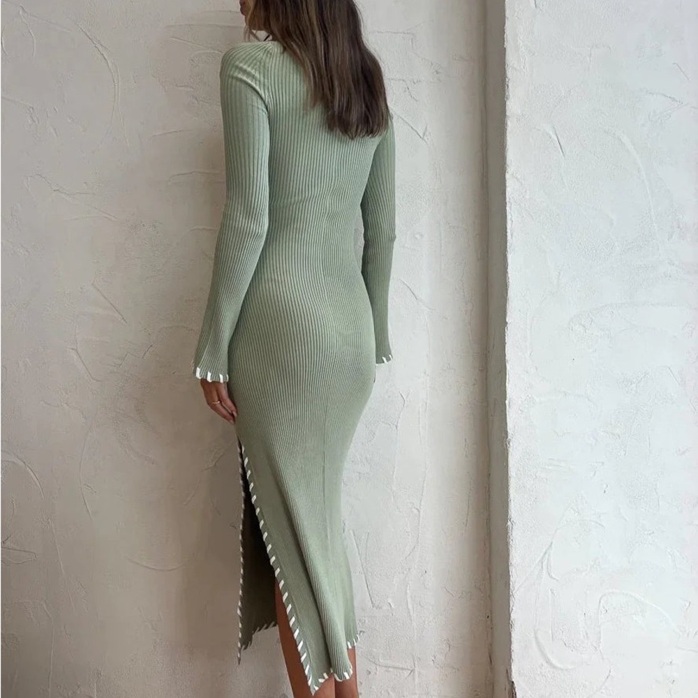 Free People Ribbed Green Bodycon Dress - Picture 4 of 4